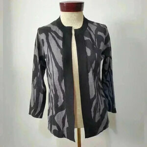 TORY BURCH 100% merino wool  black/ grey open front cardigan . Size small
